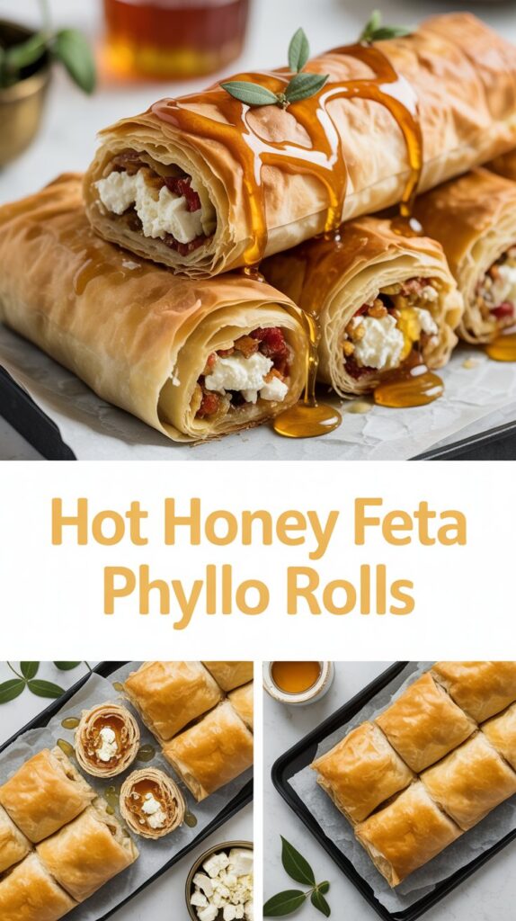 Hot Honey Feta Phyllo Rolls