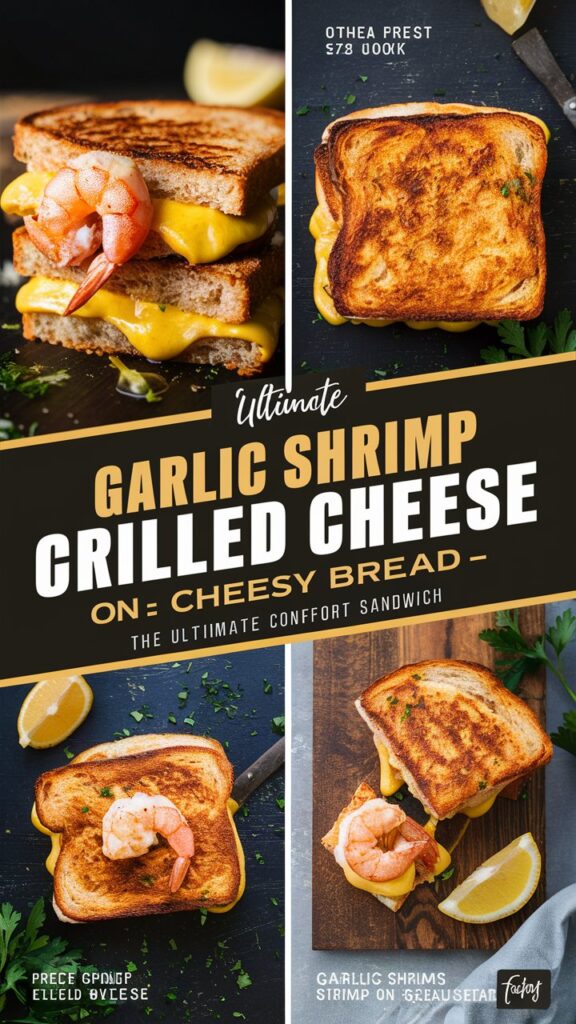 Garlic Shrimp Grilled Cheese on Cheesy Bread